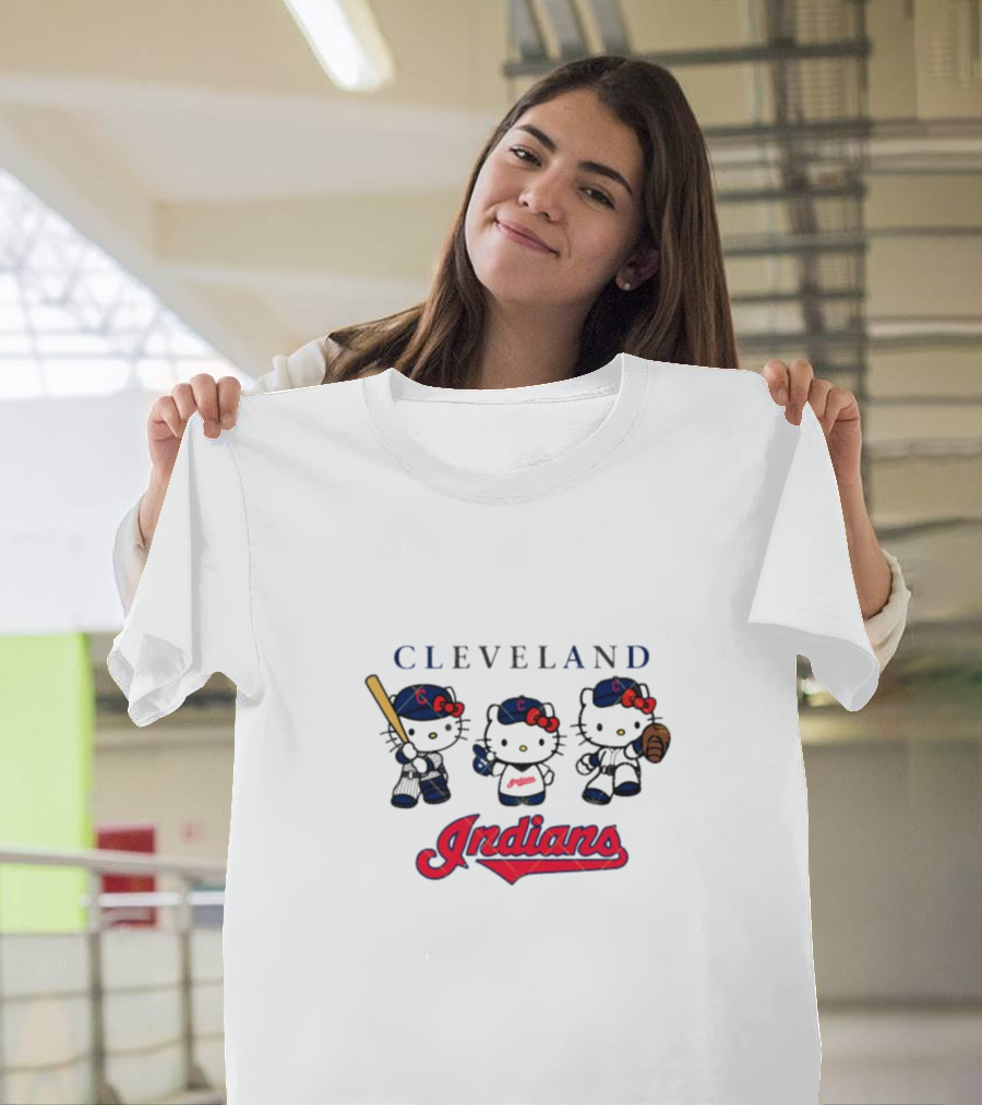 Hello Kitty Cleveland Indians Baseball Team Fans T-Shirt