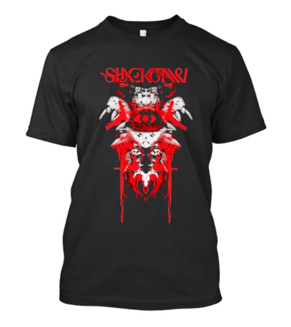 Slackjaw Band Hazard Skull And Red Splatter Symmetry T-Shirt