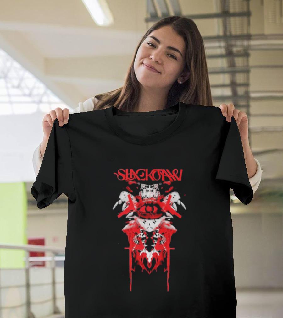Slackjaw Band Hazard Skull And Red Splatter Symmetry T-Shirt