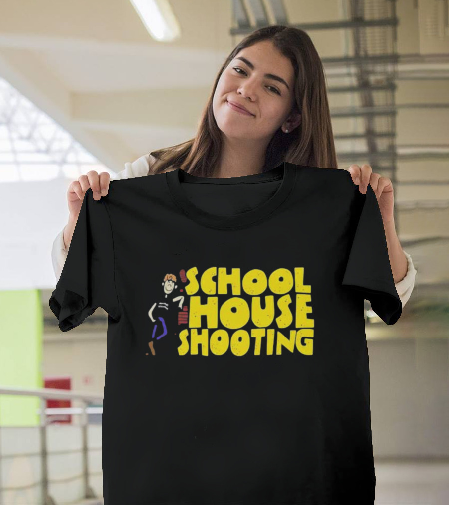 SCHOOL HOUSE SHOOTING Cartoon Character T-Shirt