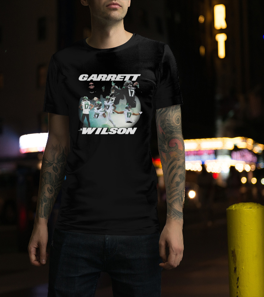 Garrett Wilson New York Jets Dynamic Football Action Montage T-Shirt