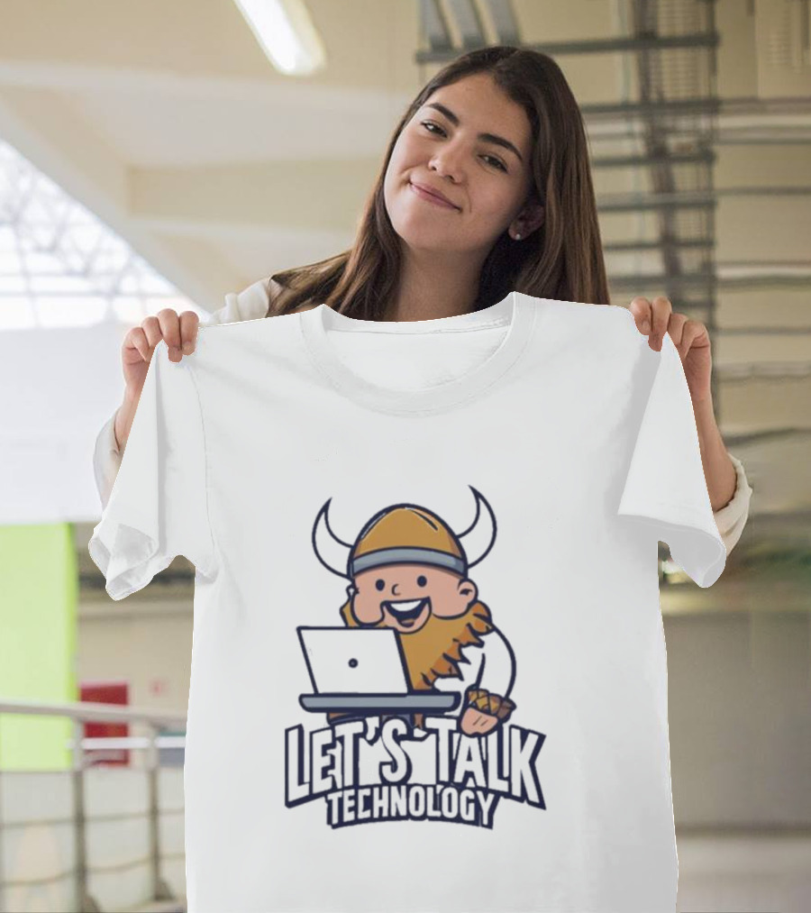 Viking Let's Talk Technology With Laptop Helmet Beard T-Shirt