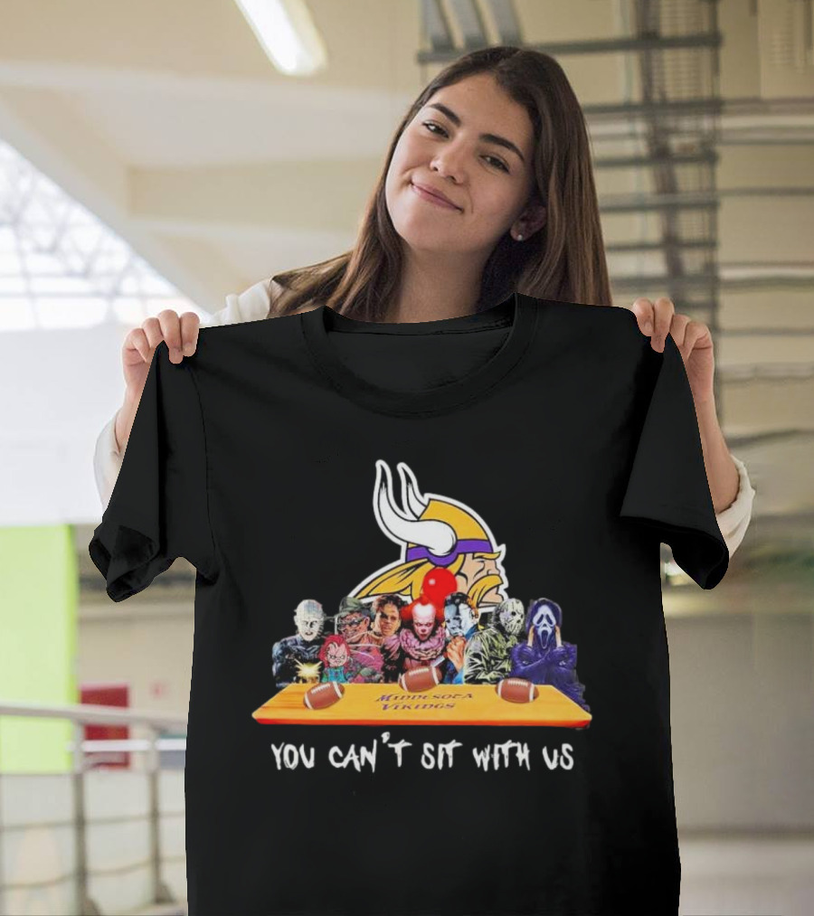 Minnesota Vikings Horror Characters You Can't Sit With Us T-Shirt