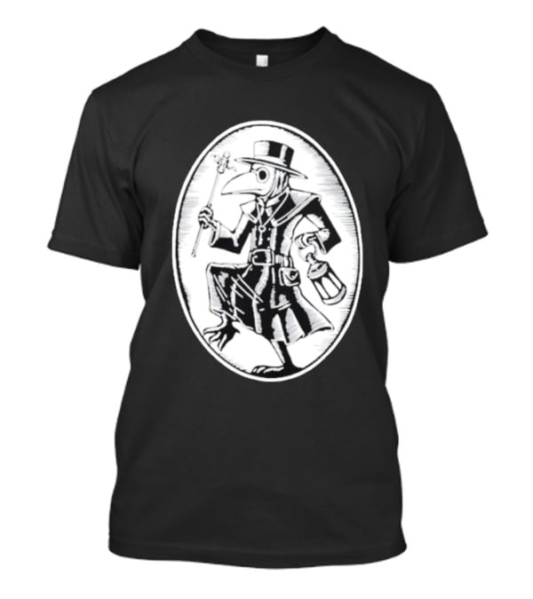 Queenkryptid Plague Doctor Holding Lantern In Oval Frame T-Shirt