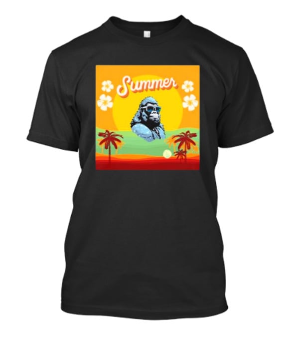 Summer Gorilla Beach Palm Trees Sun Vintage Retro T-Shirt