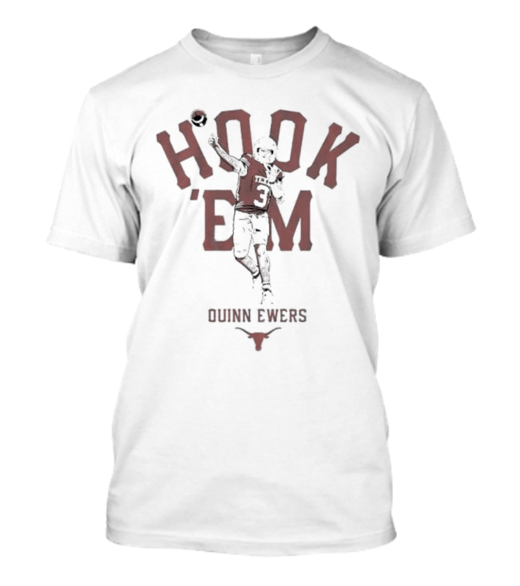 Texas Football Hook 'Em Quinn Ewers Number 3 Player T-Shirt