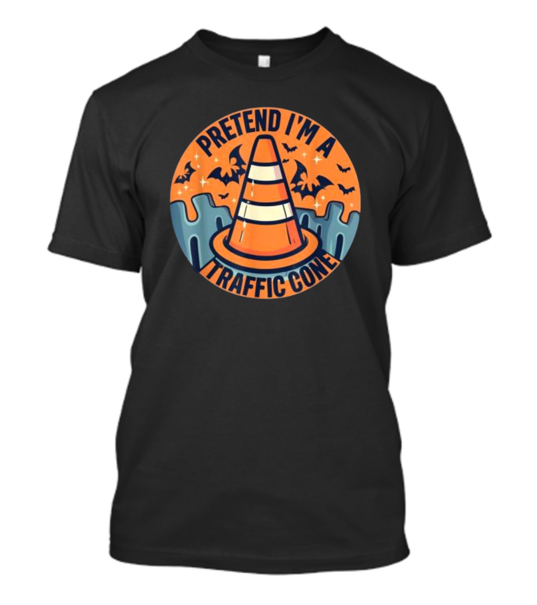 Pretend I’m A Traffic Cone Halloween With Bats And Orange Cone T-Shirt