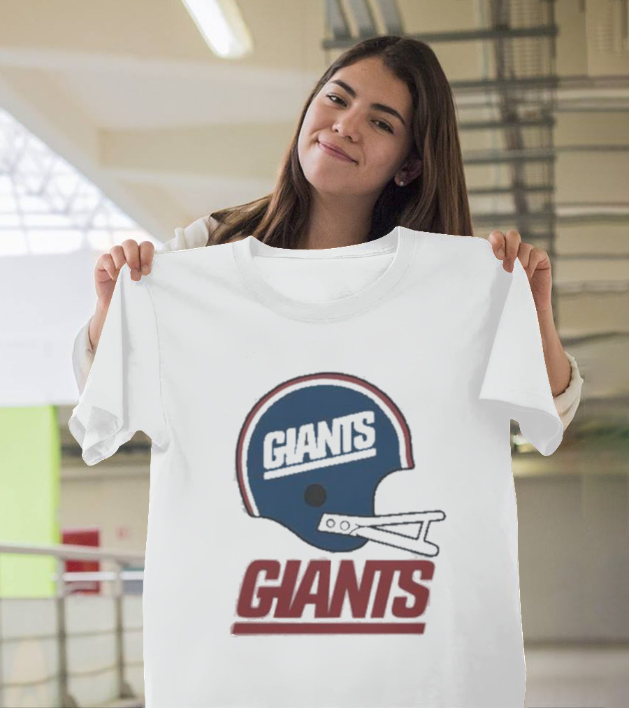 New York Giants Helmet with Giants Text T-Shirt