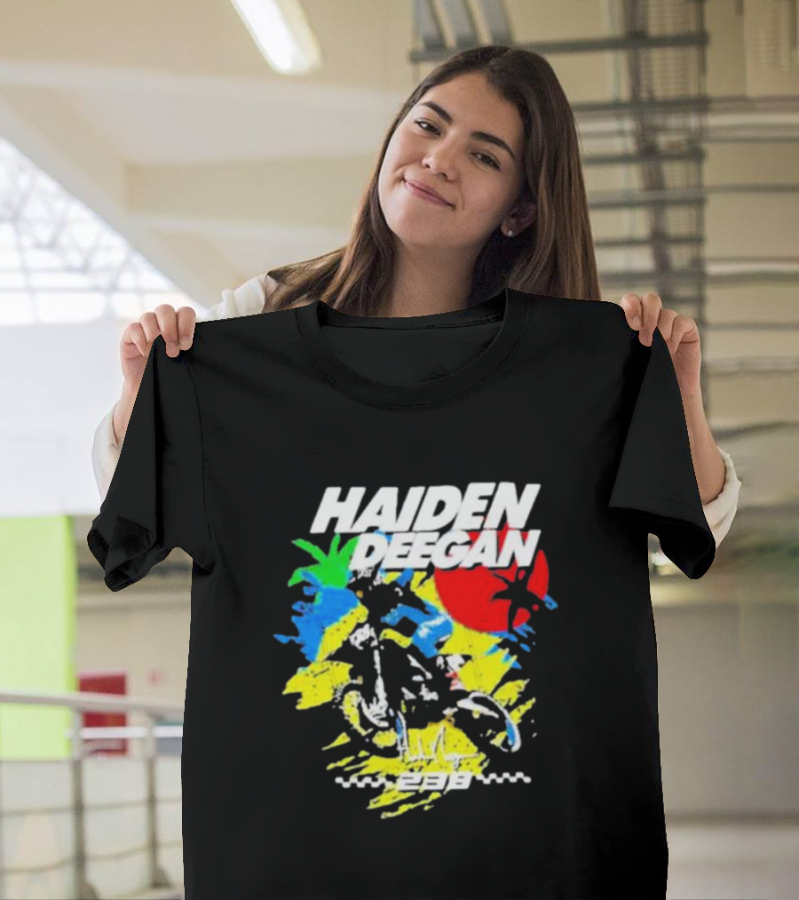 Haiden Deegan 38 Colorful Motocross Art With Sun And Palm Elements T-Shirt