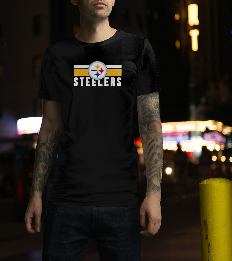 Pittsburgh Steelers Logo Stripes NFL Team Steelers T-Shirt