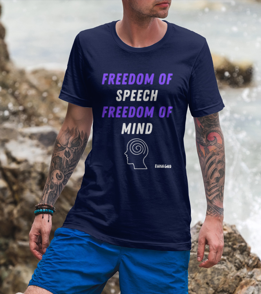 FUNKGOD Freedom Of Speech Freedom Of Mind Head Outline Spiral T-Shirt