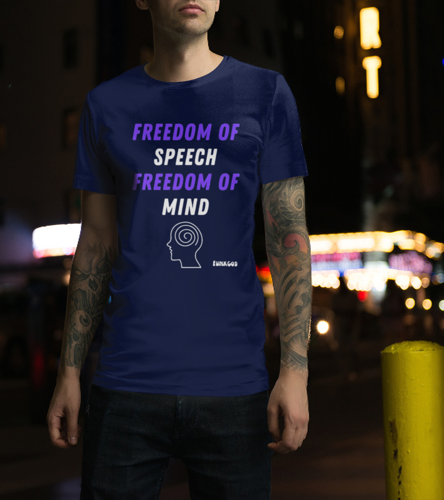 FUNKGOD Freedom Of Speech Freedom Of Mind Head Outline Spiral T-Shirt