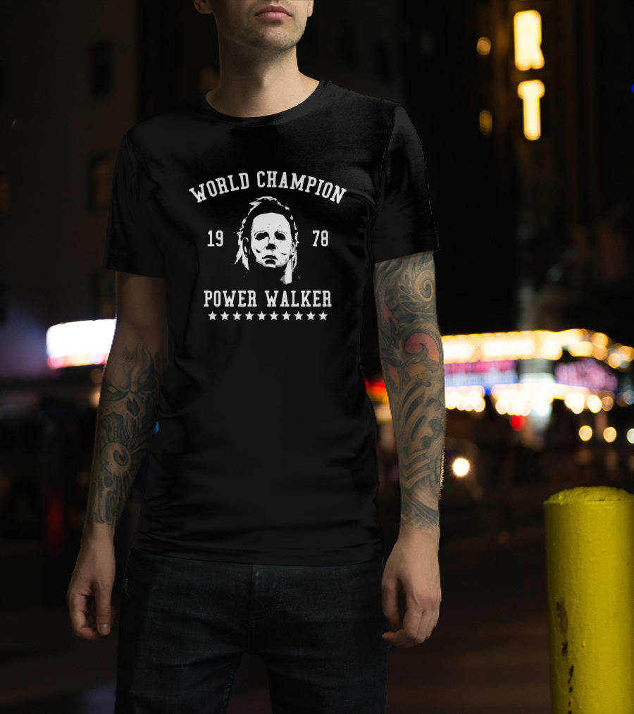 World Champion 1978 Power Walker Horror Mask Retro T-Shirt