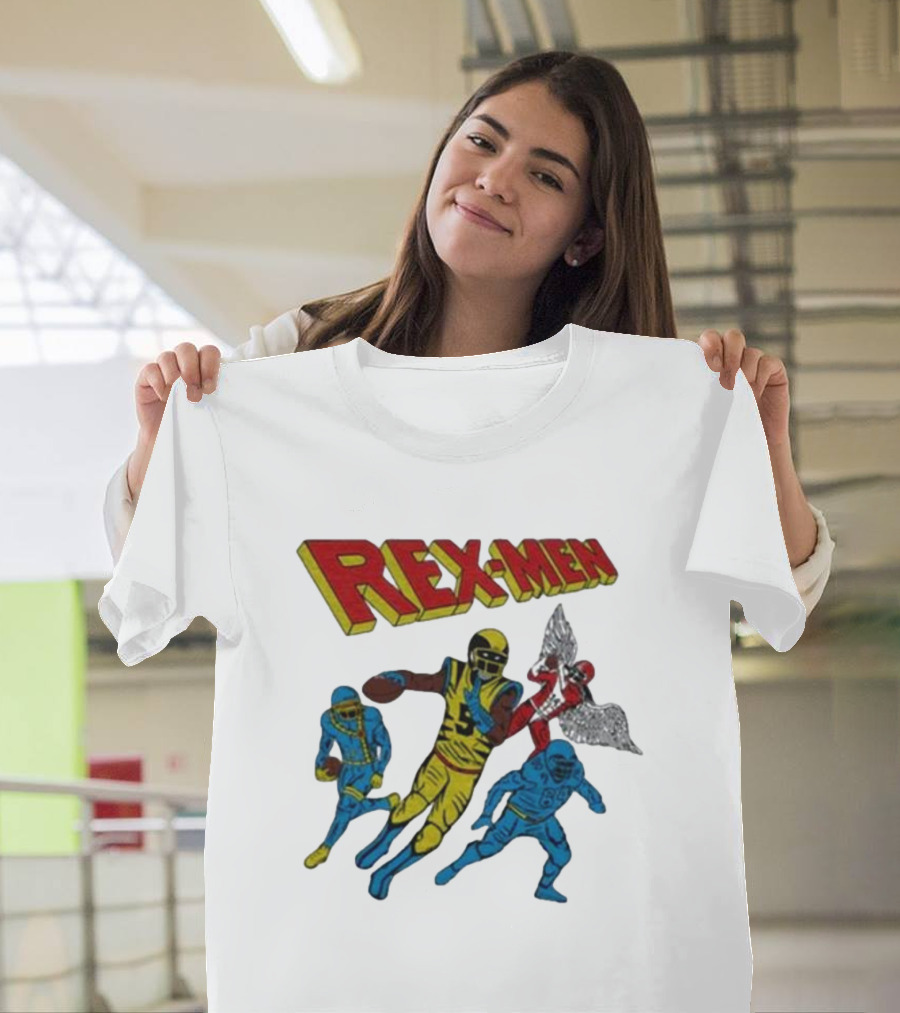 Rex-men Football Players Action Scene With Superhero T-Shirt