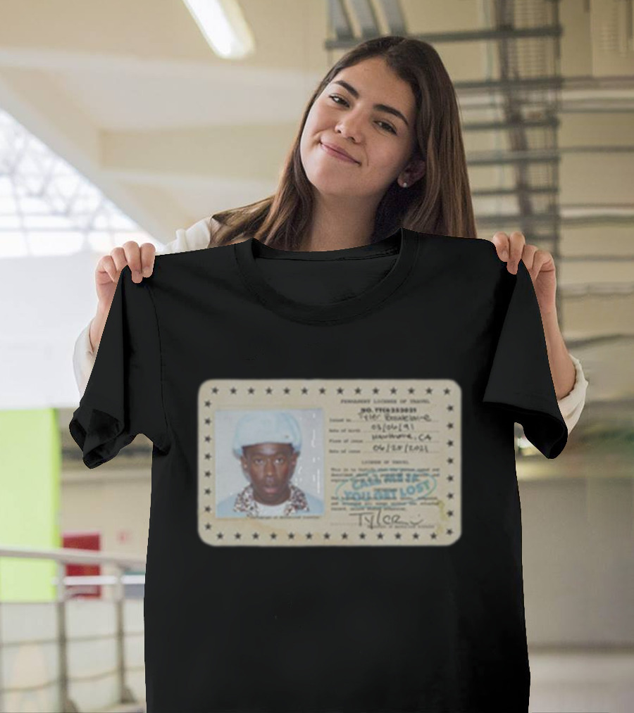 Tyler Call Me If You Get Lost License Card ID with Photograph T-Shirt