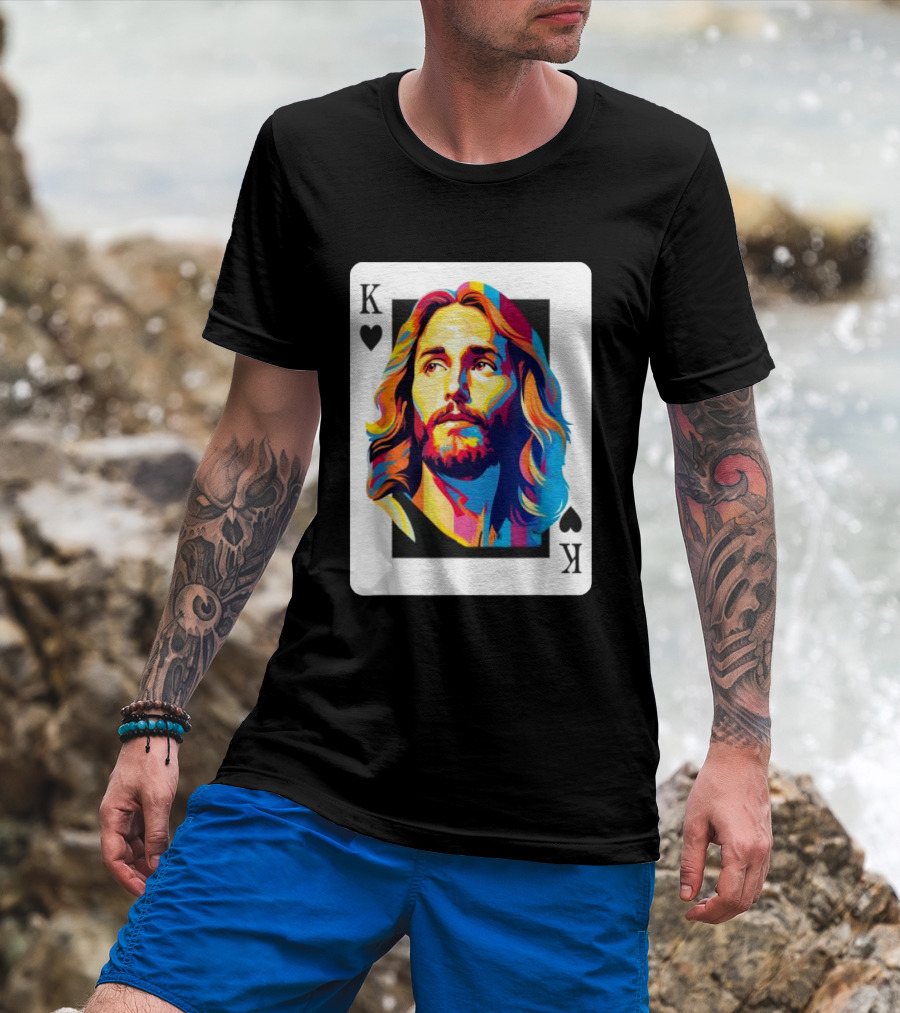 Jesus King Of Hearts Spades Christian Card T-Shirt