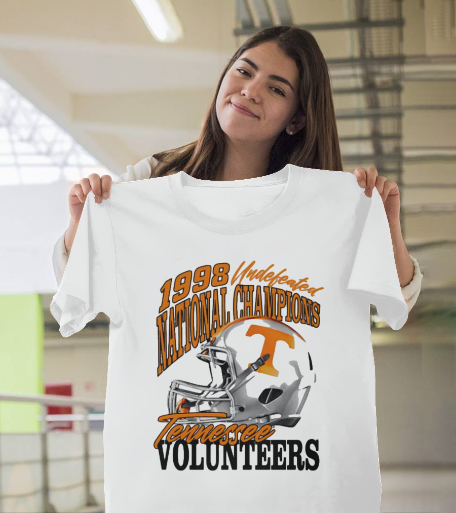 1998 Undefeated National Champions Tennessee Volunteers Helmet T-Shirt