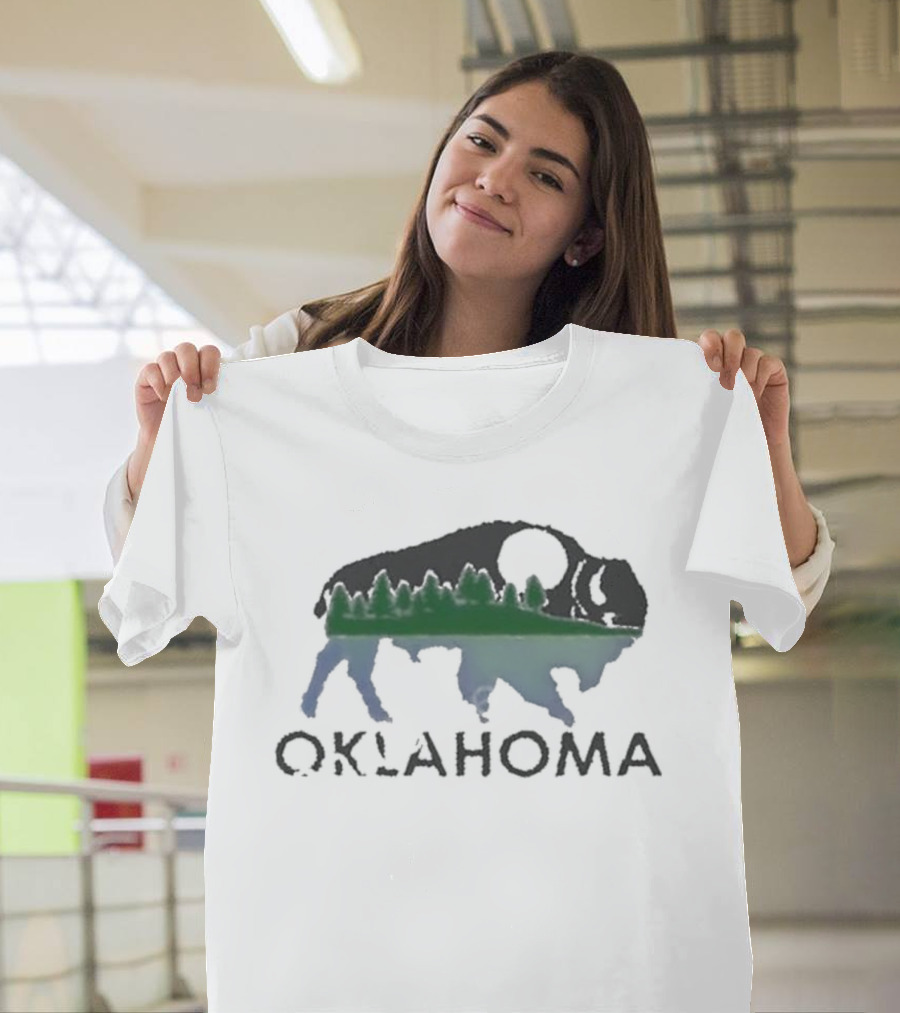 Oklahoma Wildlife Bison Forest Scene T-Shirt