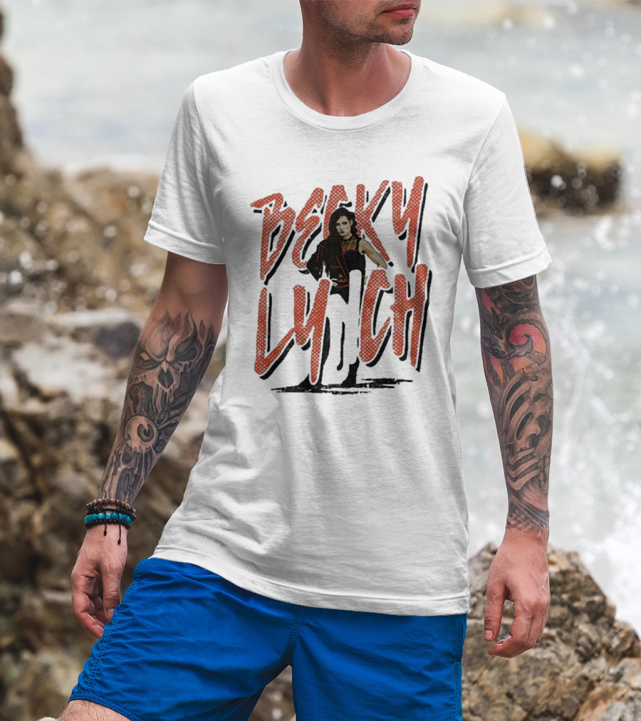 Becky Lynch Heather Gray Name Rough Text With Image T-Shirt