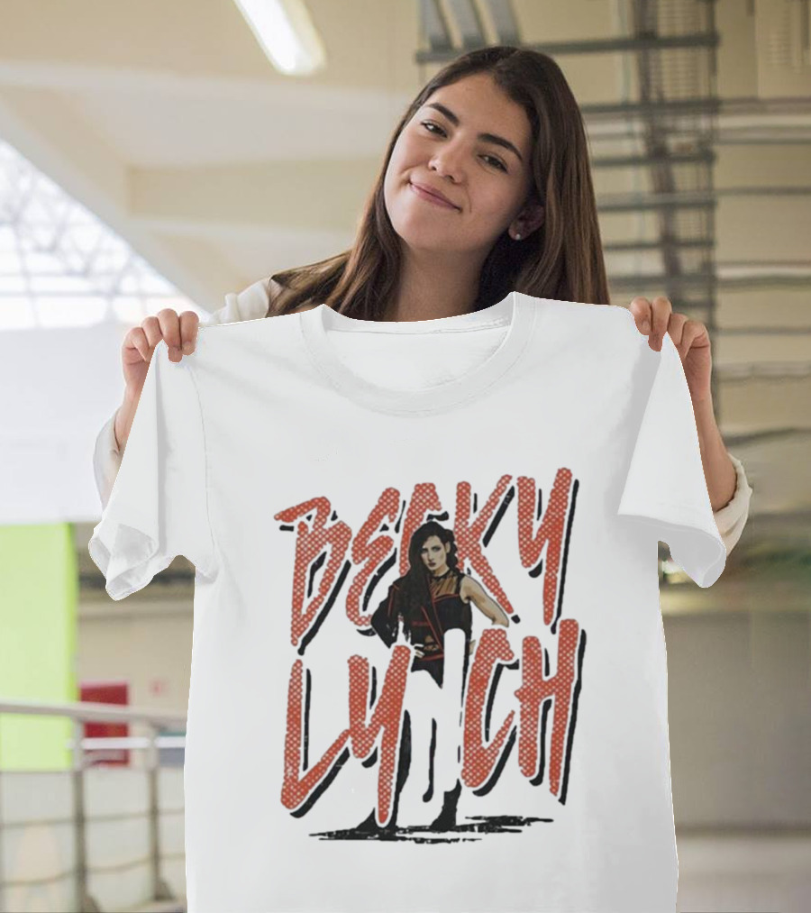 Becky Lynch Heather Gray Name Rough Text with Image T-Shirt