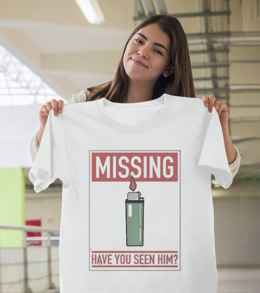 Missing Lighter Have You Seen Him Green Flame T-Shirt