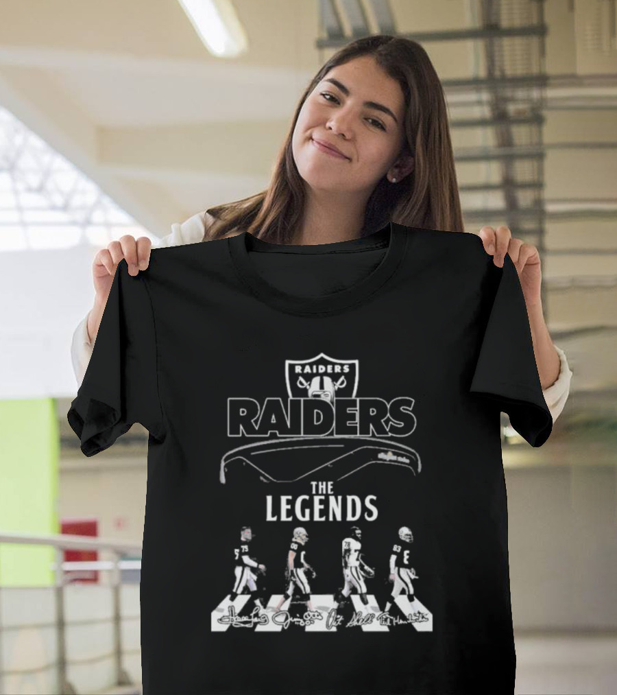 Raiders Legends Walking With Signatures And Iconic Players T-Shirt