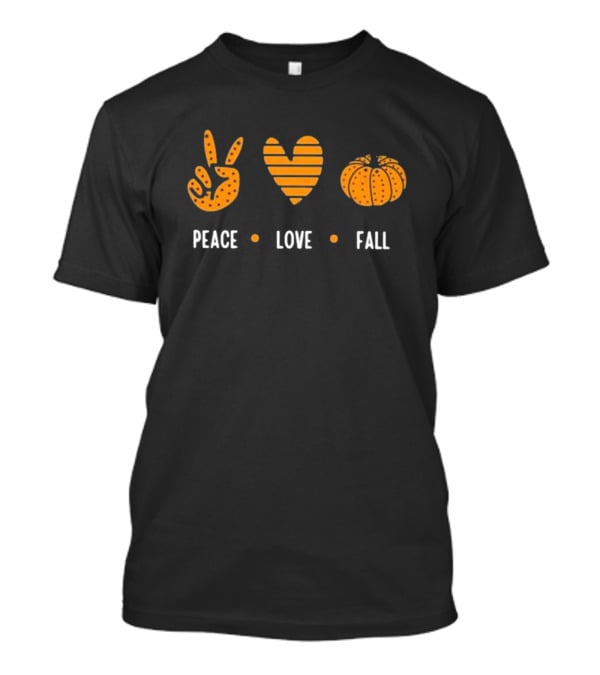 Peace Love Fall Heart Pumpkin Happy Halloween T-Shirt