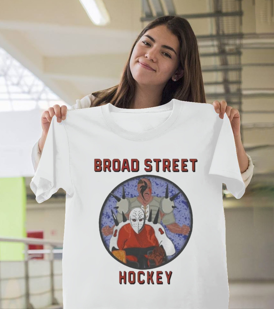 Broad Street Hockey Masked Player And Spiked Warrior T-Shirt