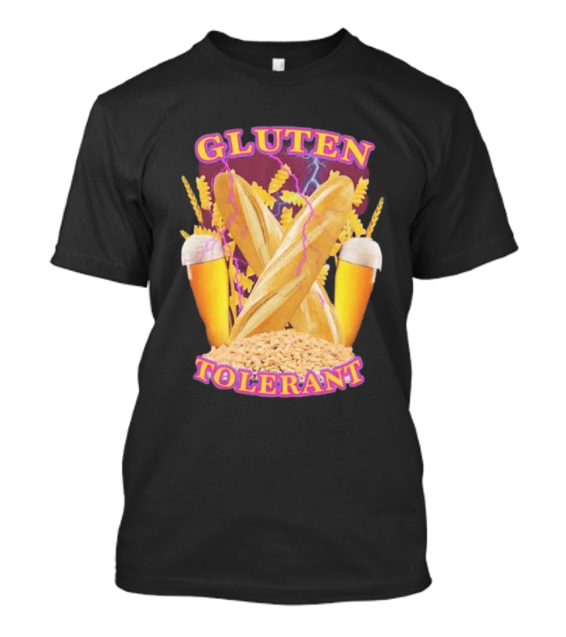 Gluten Tolerant Baguette Wheat Beer Lightning T-Shirt