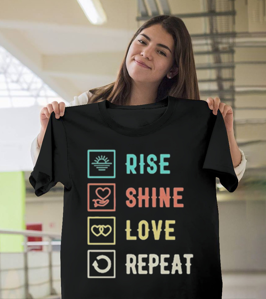 Rise Shine Love Repeat Icons T-Shirt