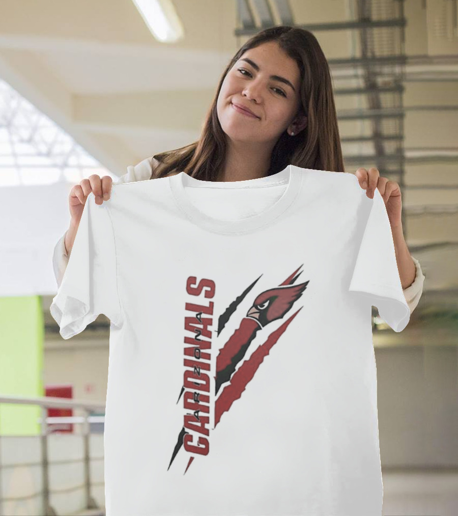 Arizona Cardinals Vertical Scratch Logo NFL Fan Gear T-Shirt
