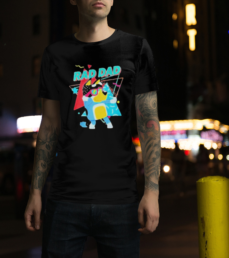 Rad Dad Colorful 80s Style Dog T-Shirt
