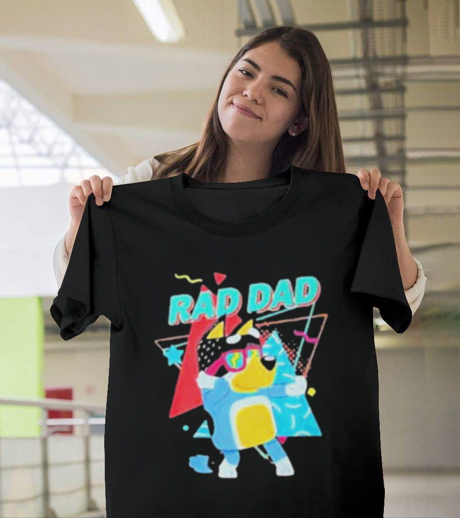 Rad Dad Colorful 80s Style Dog T-Shirt
