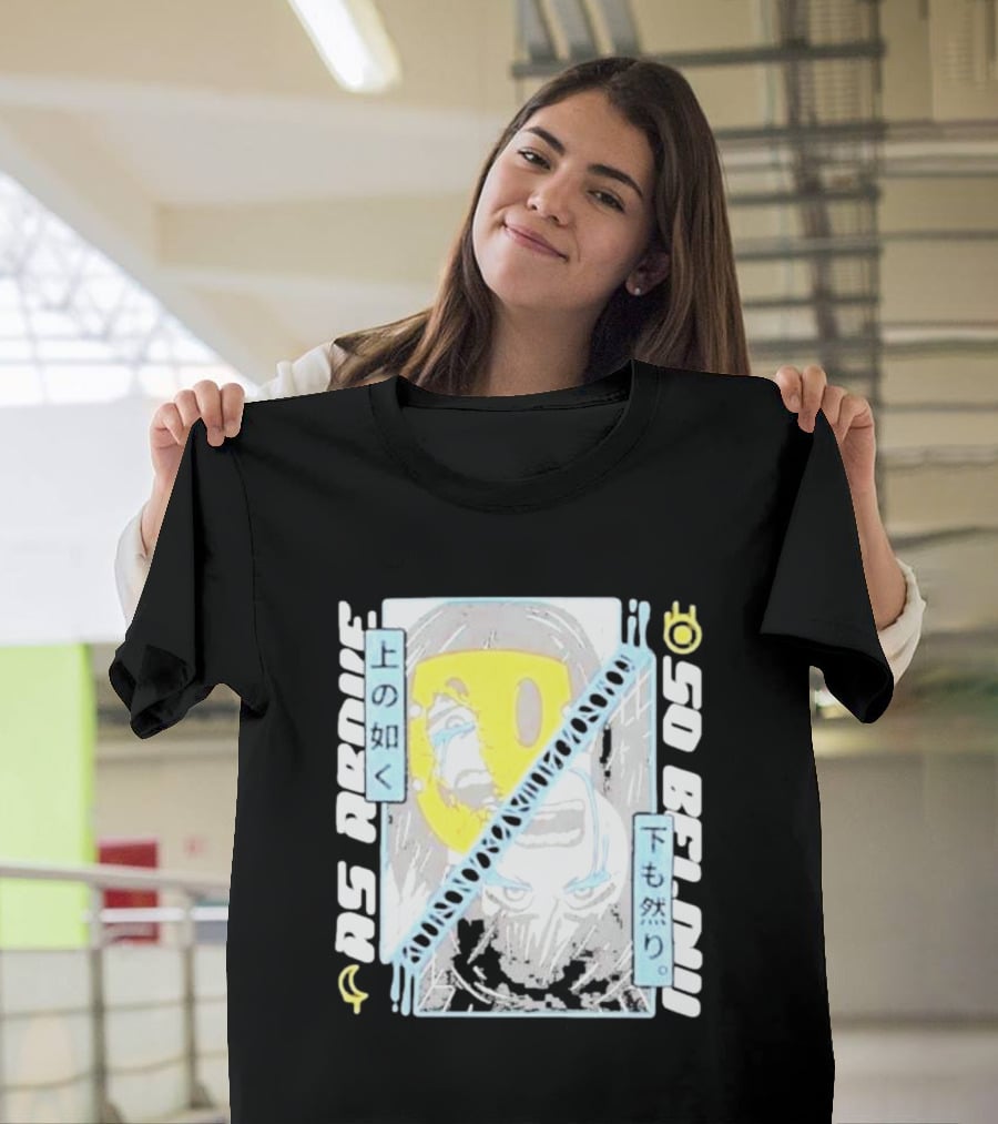 As Above So Below Yellow Mask Dual Face T-Shirt