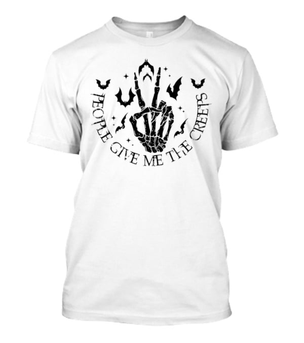 People Give Me The Creeps Skeleton Hand With Bats And Spooky Stars T-Shirt
