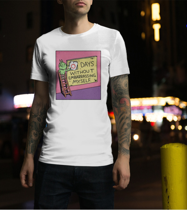 Days Without Embarrassing Myself With Green Character Placing Zero On Ladder T-Shirt