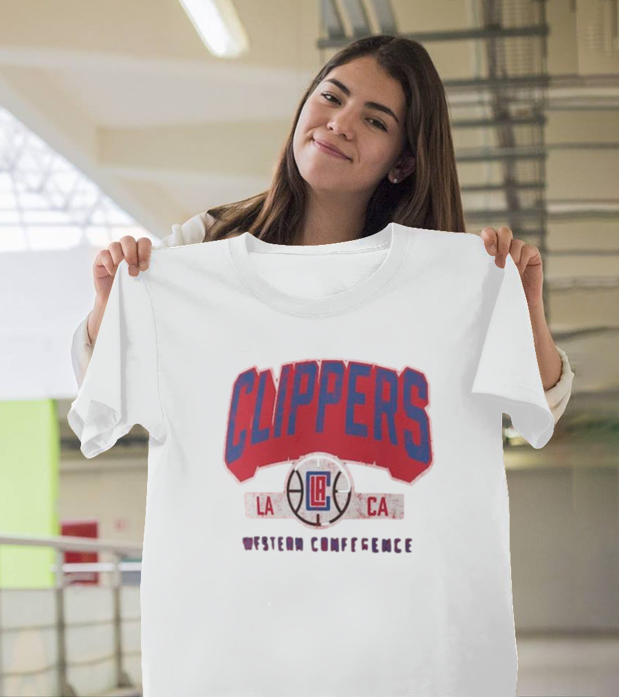 Clippers LA CA Western Conference Front Court Press Snow Wash T-Shirt