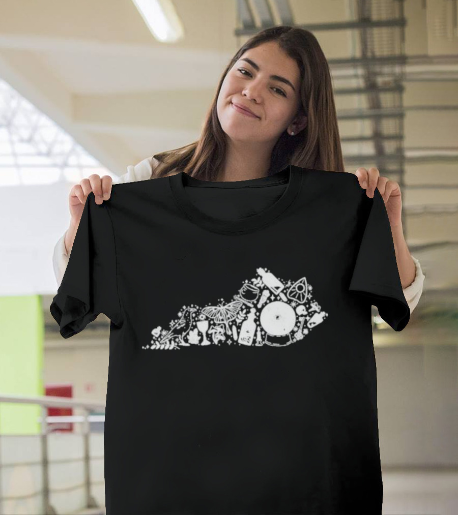 Kentucky For Kentucky Witchy Ky Spooky State Outline Icons T-Shirt