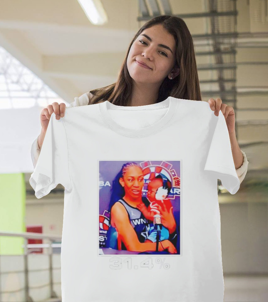 A’ja Wilson Holding Baby 31.4% WNBA Stars T-Shirt
