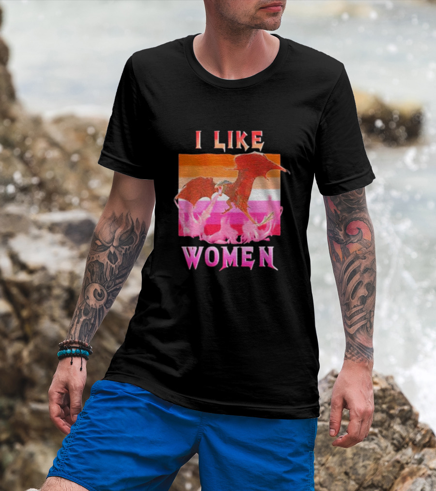 I Like Women Dragon Lesbian Flag T-Shirt