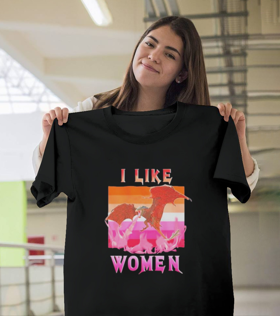 I Like Women Dragon Lesbian Flag T-Shirt