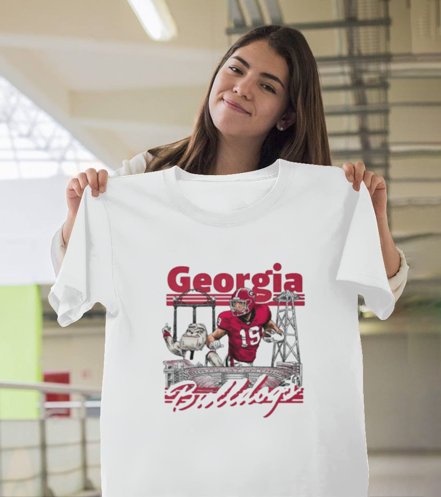Georgia Bulldogs Brock Bowers Sanford Stadium Collegiate Landmarks T-Shirt