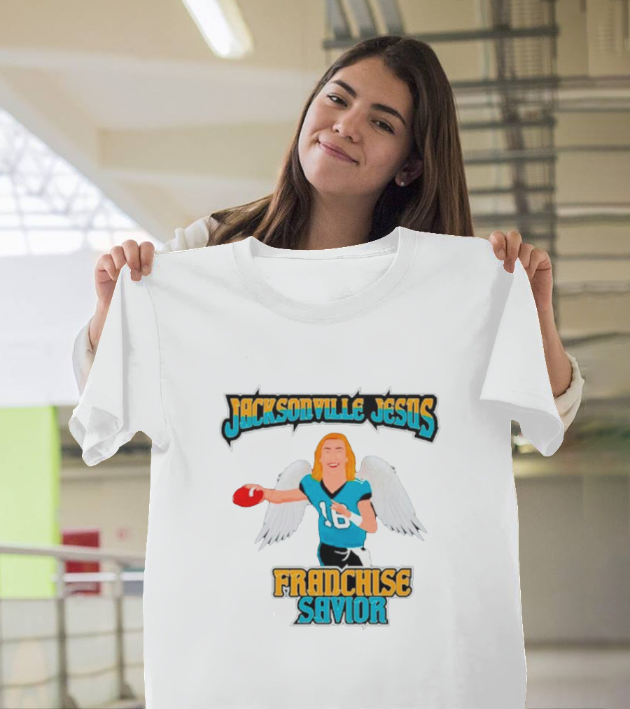 Jacksonville Jesus Franchise Savior Trevor Lawrence Angel Wings Football T-Shirt
