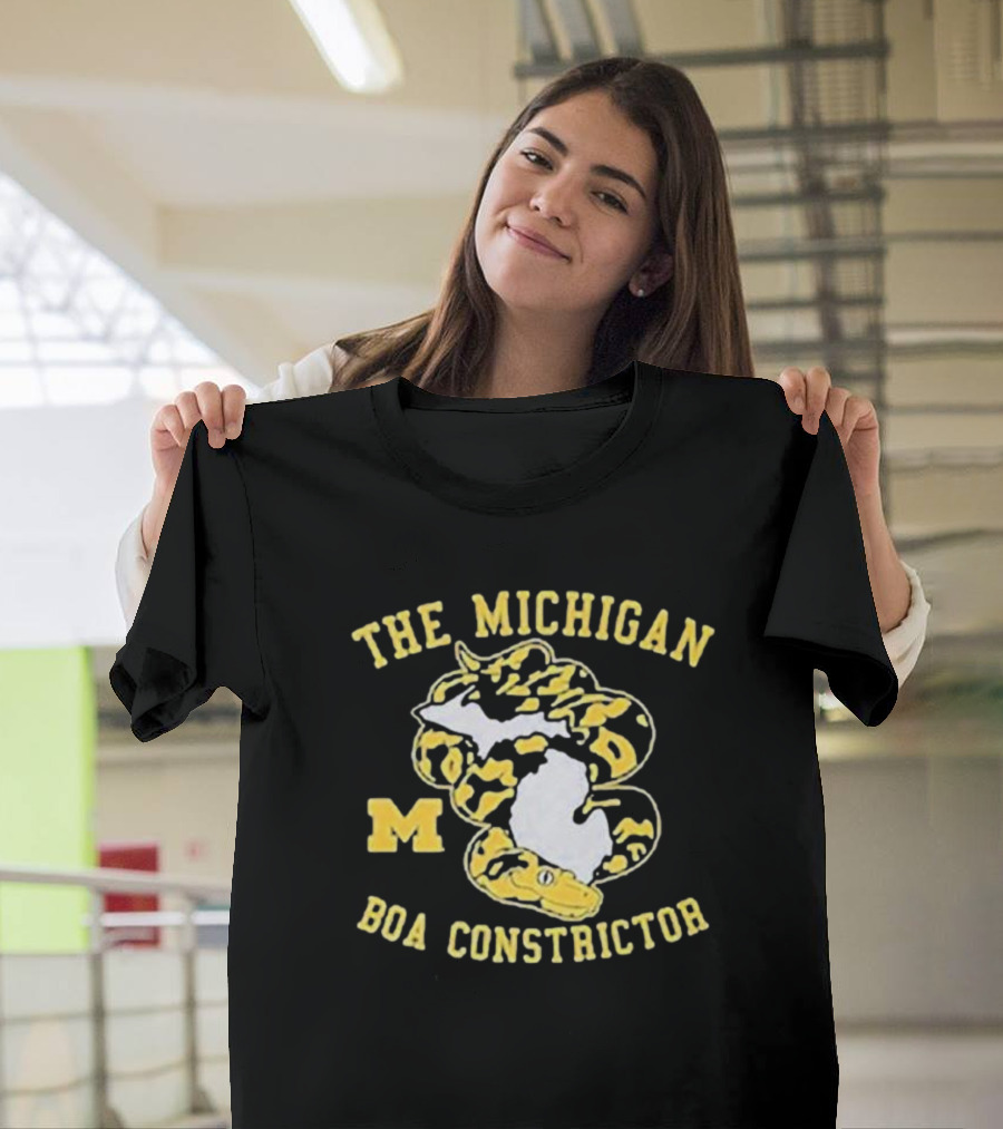 The Michigan Boa Constrictor Football M Logo Yellow Snake Map T-Shirt