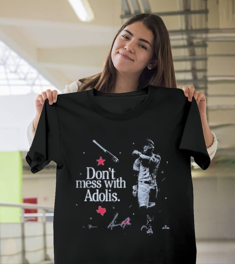 Don't Mess With Adolis Baseball Star Iconic Gesture with Red Star and Signature T-Shirt