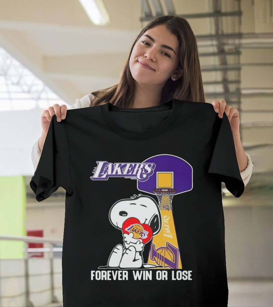 Lakers Forever Win Or Lose Snoopy Basketball Heart T-Shirt