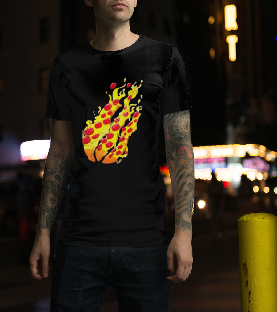 Preston Stylez Fire Pizza Flaming Pepperoni Blaze T-Shirt