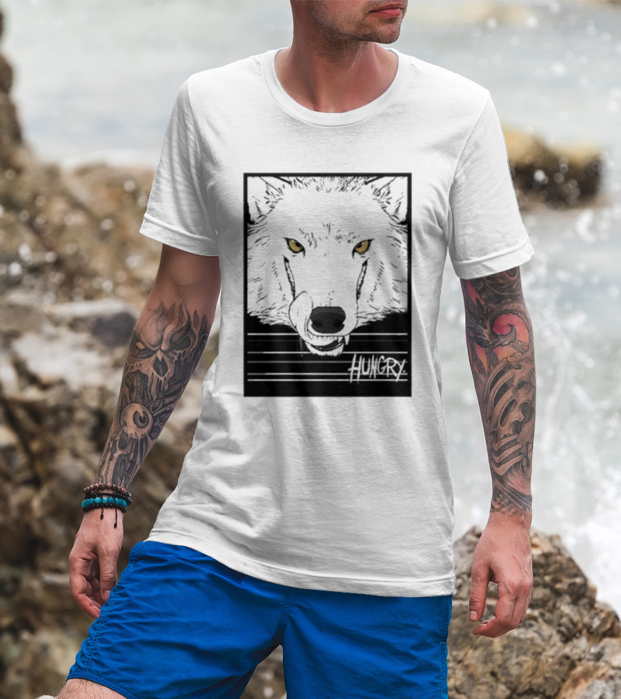 Sloshdog Hungry Wolf Face Yellow Eyes T-Shirt