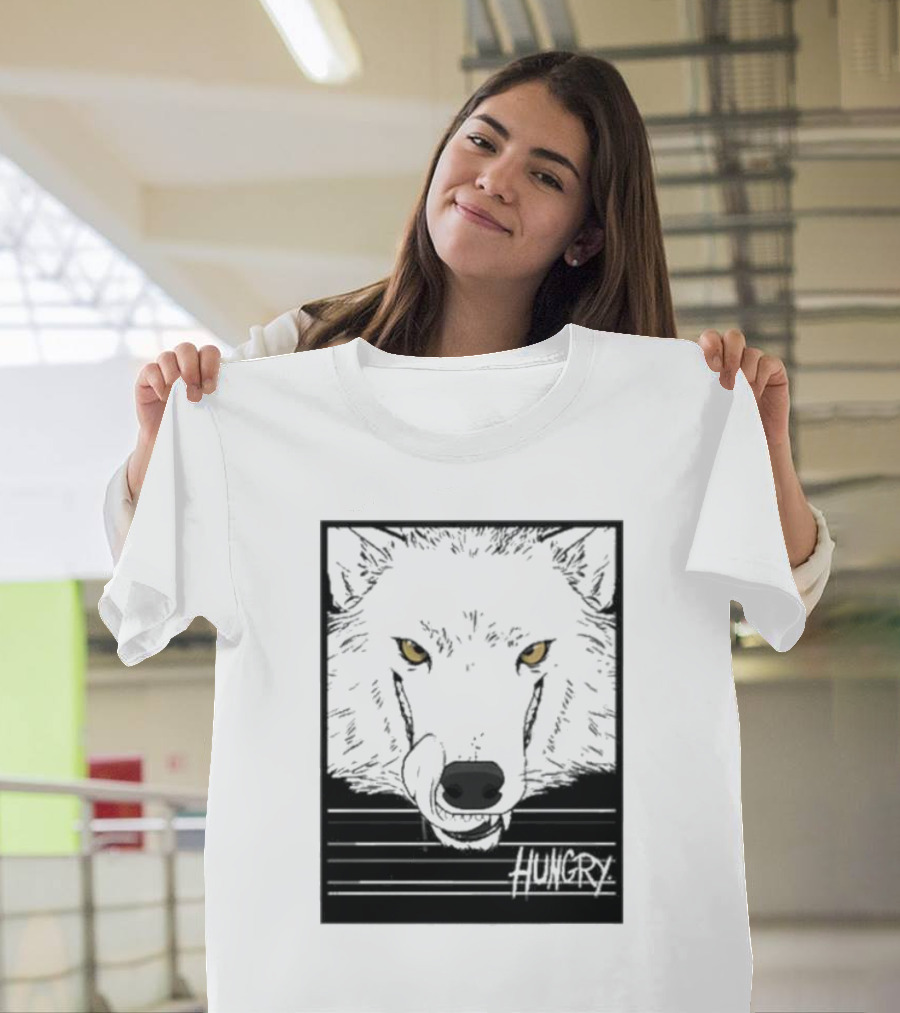 Sloshdog Hungry Wolf Face Yellow Eyes T-Shirt