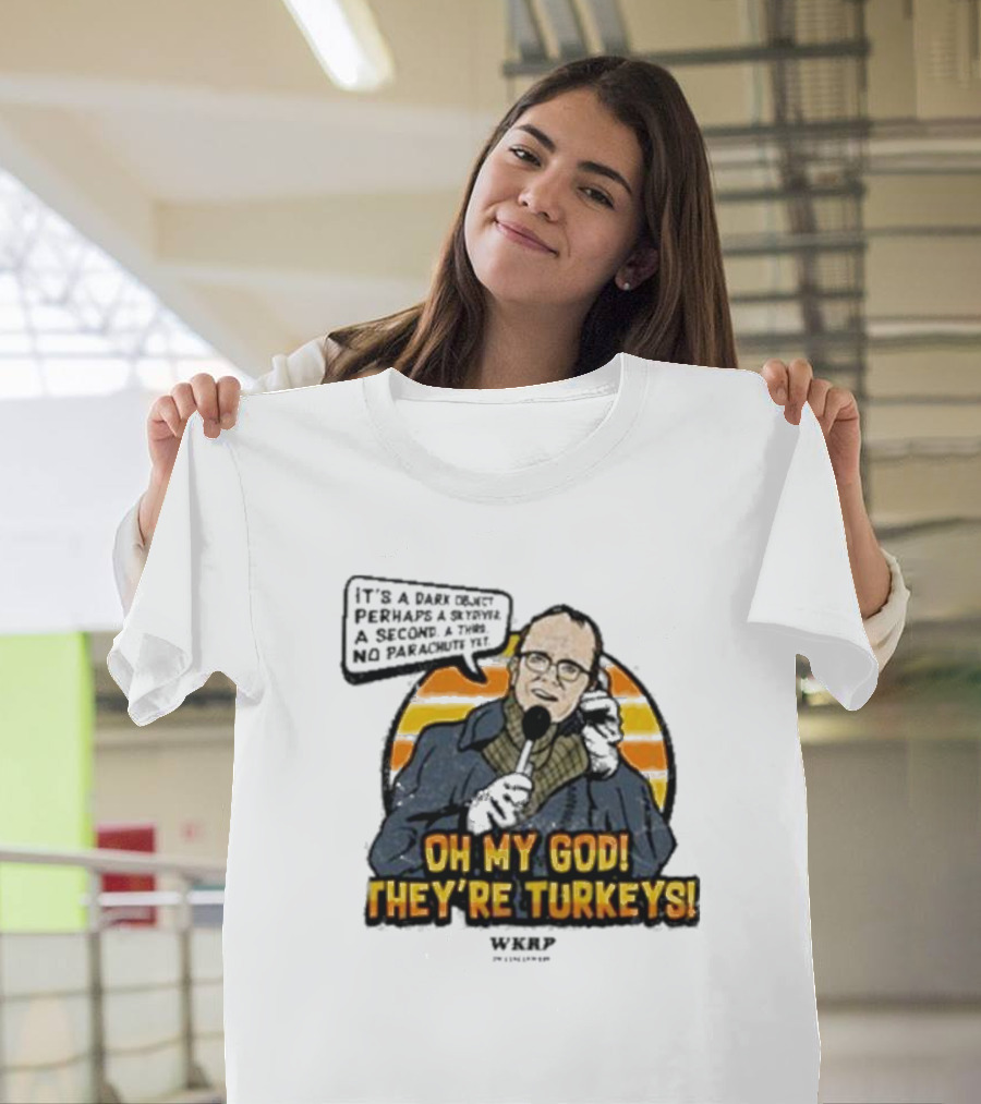 WKRP Oh My God They’re Turkeys Dark Object Parachute T-Shirt